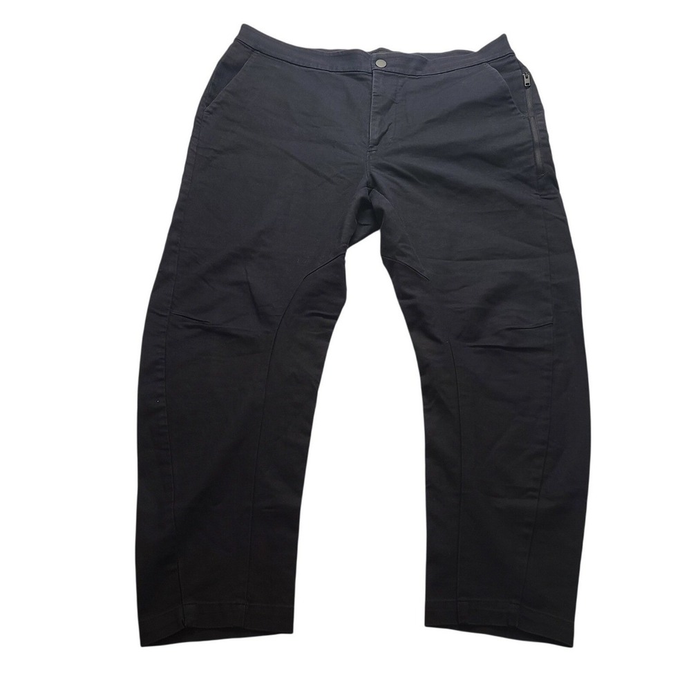 Express Men's Black Stretch Chino‎ Pants Size 36 Flat Front Tapered Trousers